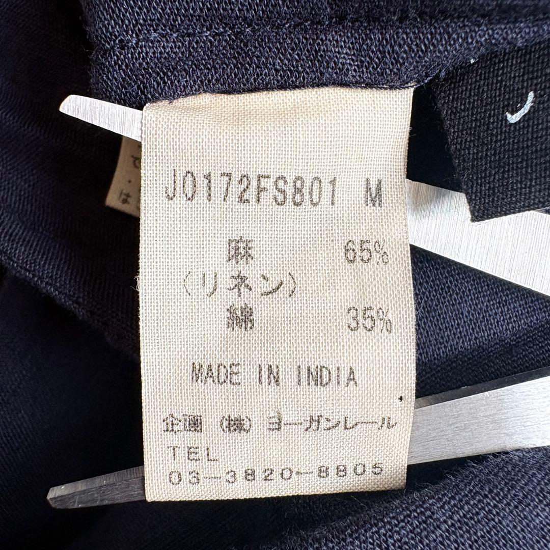 JURGEN LEHL 巻きスカート ネイビー M 麻綿 タックフレア