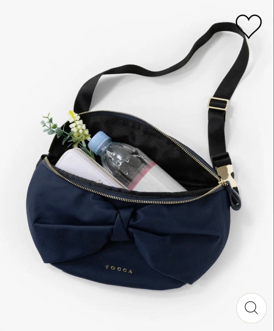 あんあん様⭐︎美品【TOCCA】ボディバッグ リボン ゴールド金具 ナイロン 黒