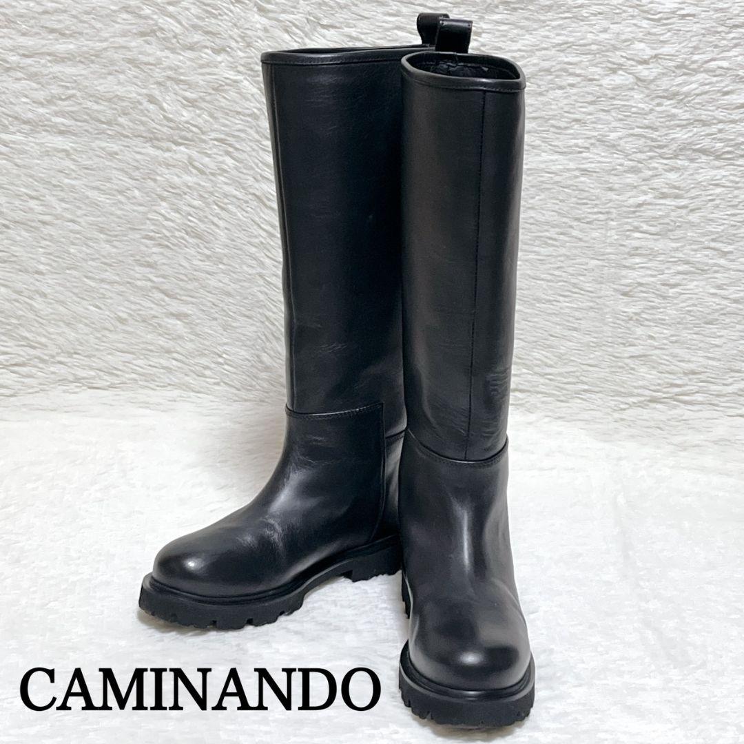 【極美品】カミナンド CAMINANDO ロングブーツ 8 黒 25cm 厚底