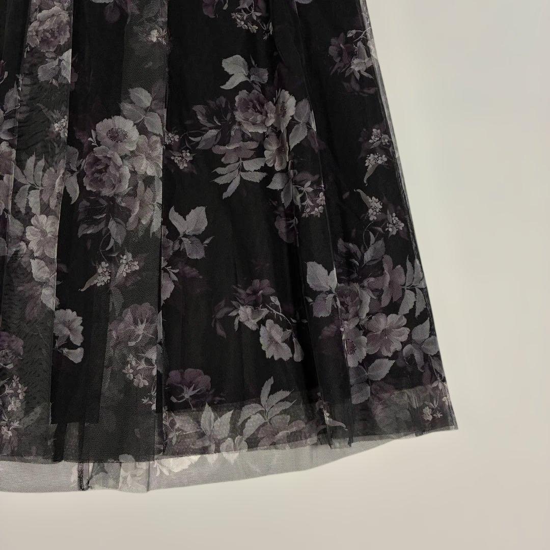 【17号】Maglie par ef-de フラワーチュールスカート 黒 日本製