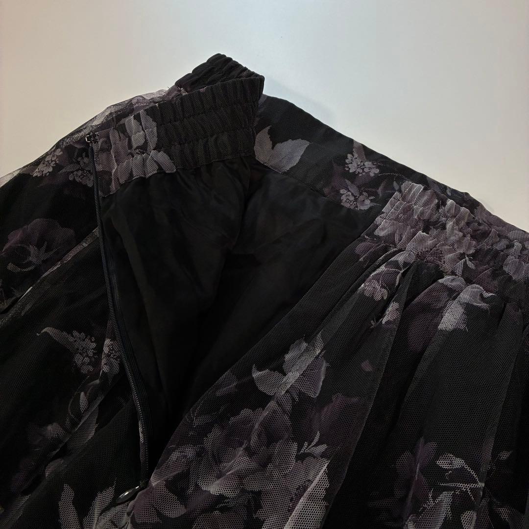 【17号】Maglie par ef-de フラワーチュールスカート 黒 日本製