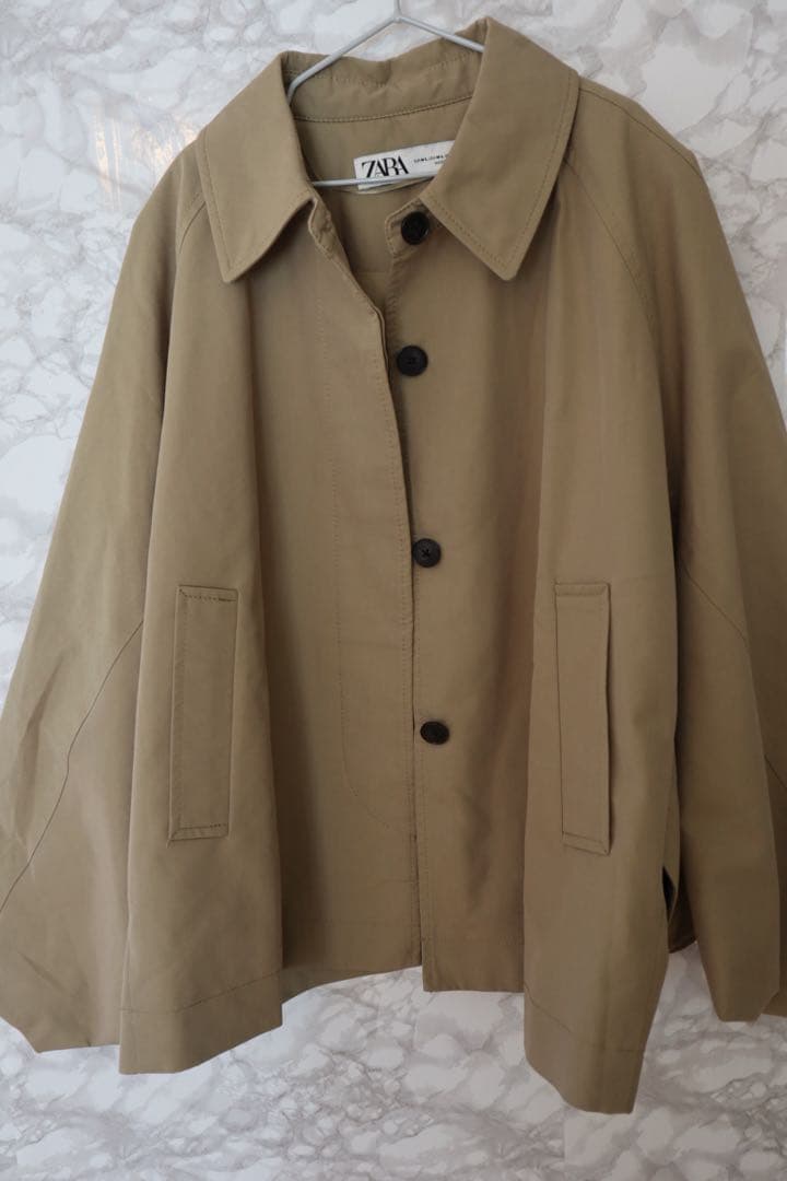 【美品】ZARA ZW COLLECTION ケープ トレンチコート ベージュ
