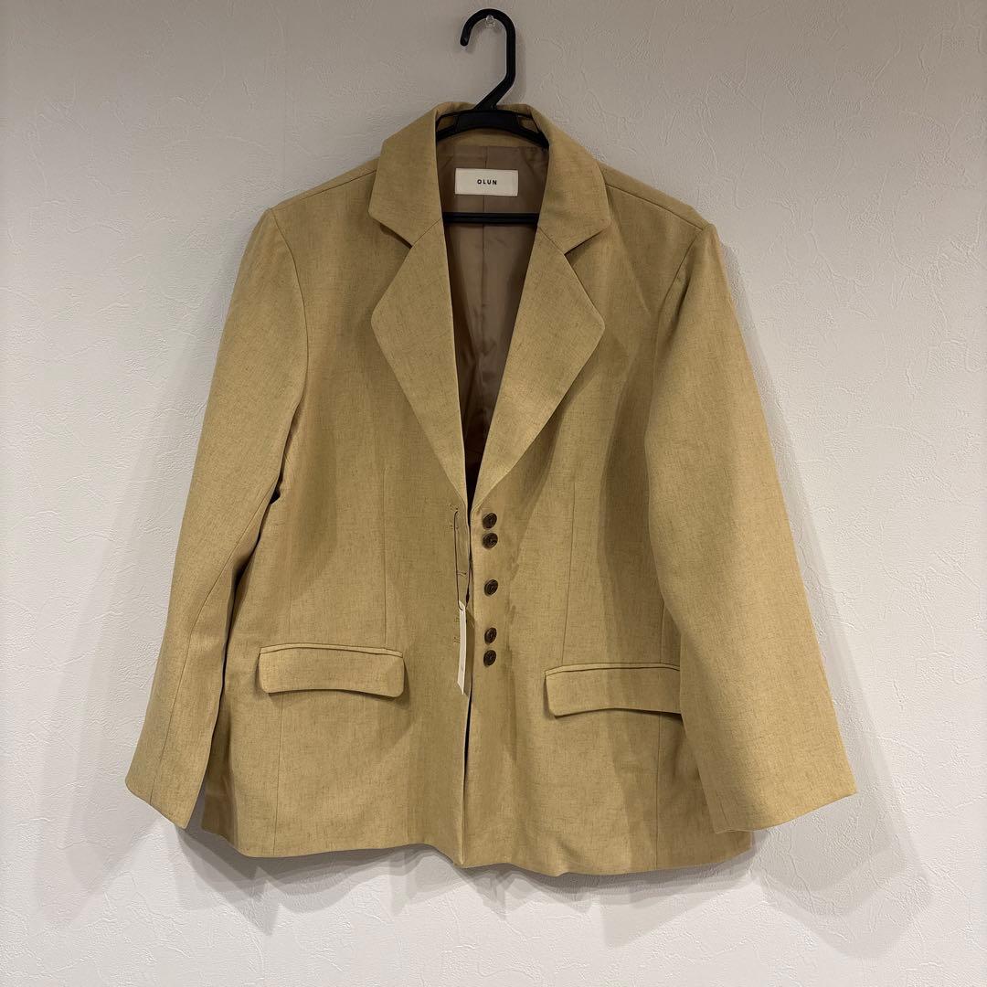 新品タグ付き　OLUN リネンブレンドジャケット　ベージュ　Sサイズ