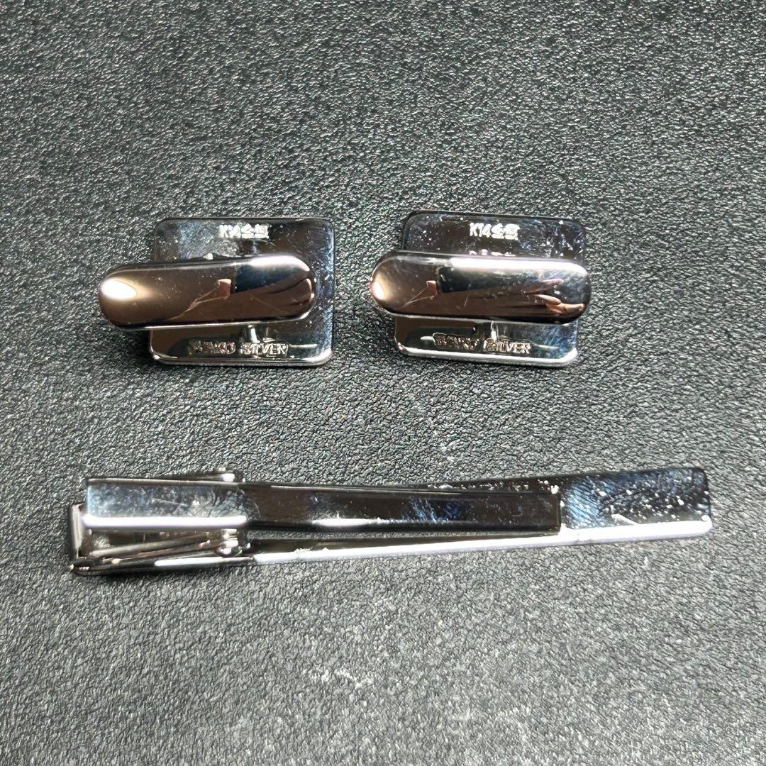 レア　銀座　和光　14金張　シルバー＆ゴールド　ネクタイピン・カフリンクスセット