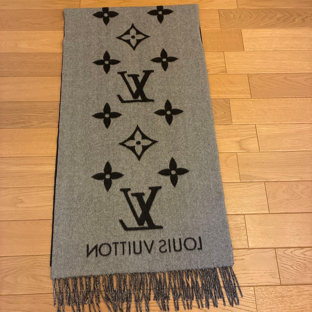 LOUIS VUITTON マフラー ウール混紡 ロゴ入り