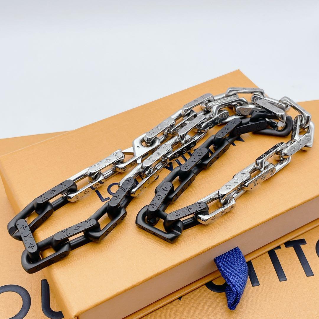 LOUIS VUITTON ネックレス　コリエチェーン　スクエア　ブラック　黒