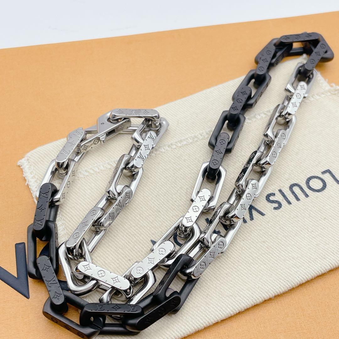 LOUIS VUITTON ネックレス　コリエチェーン　スクエア　ブラック　黒
