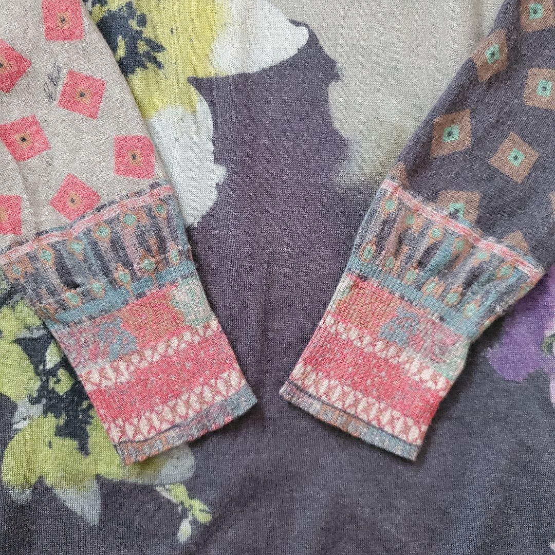 ETRO エトロ シルク カシミヤ 花柄 タートルネック ひざ丈 ワンピース