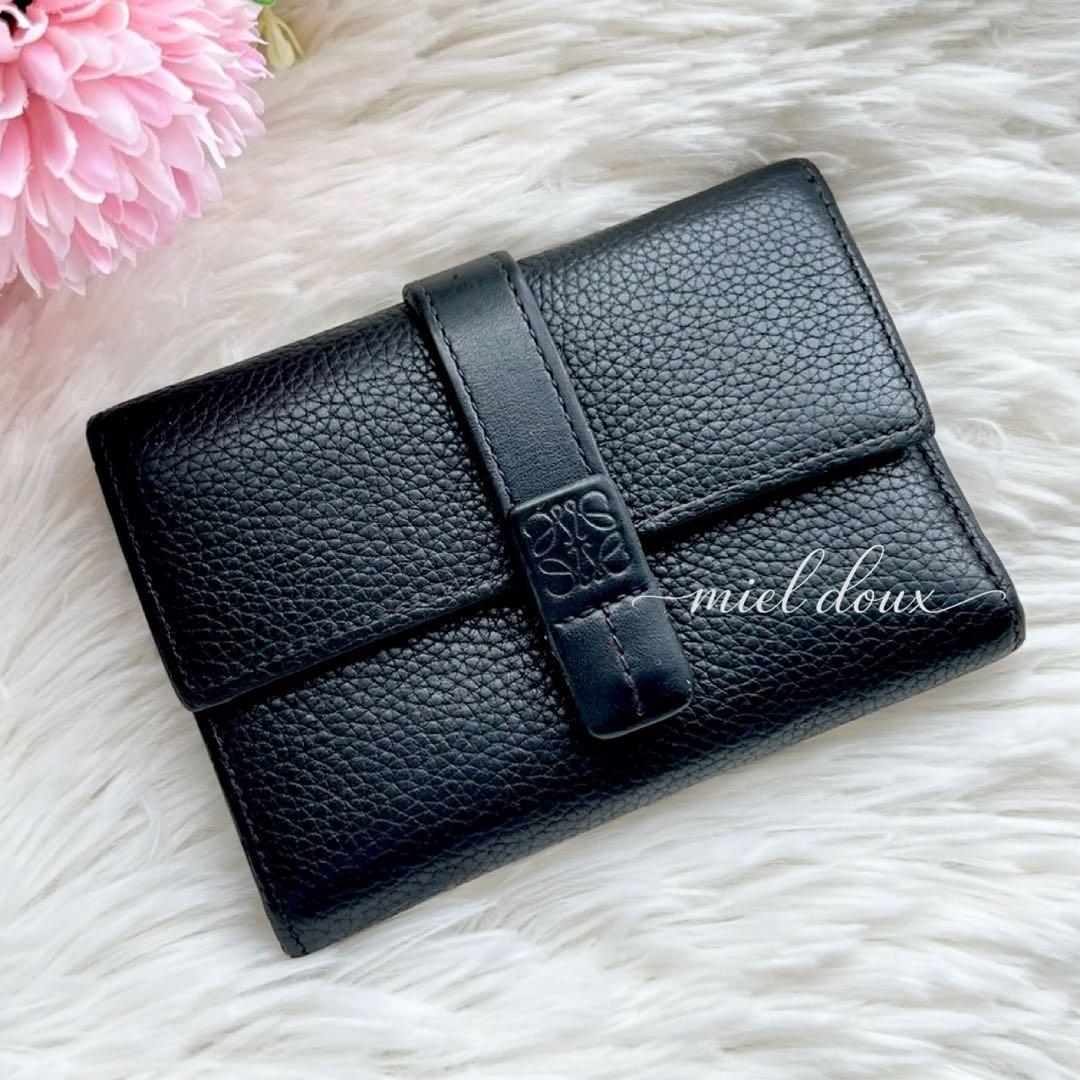 美品✨LOEWE ロエベ スモールバーティカルウォレット 三つ折り財布 黒