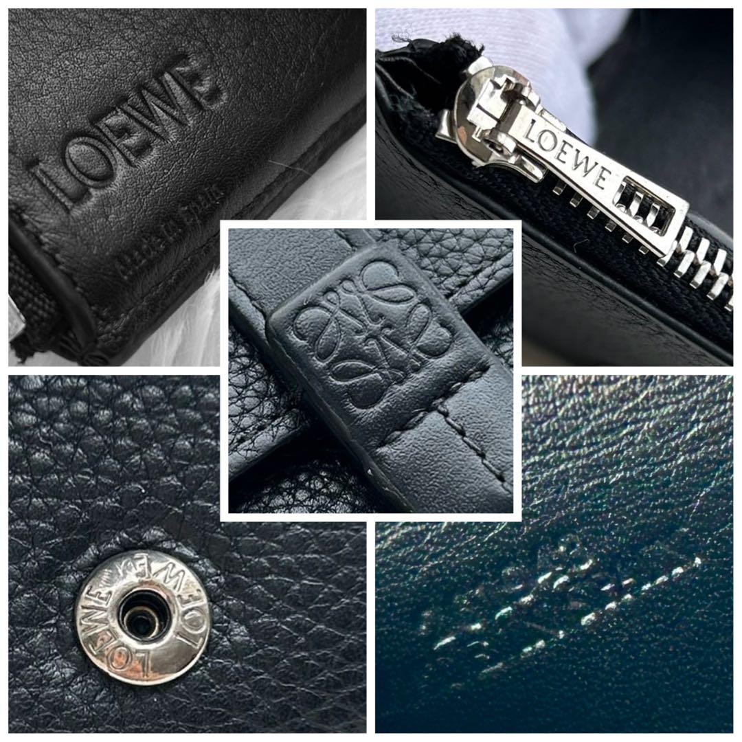 美品✨LOEWE ロエベ スモールバーティカルウォレット 三つ折り財布 黒