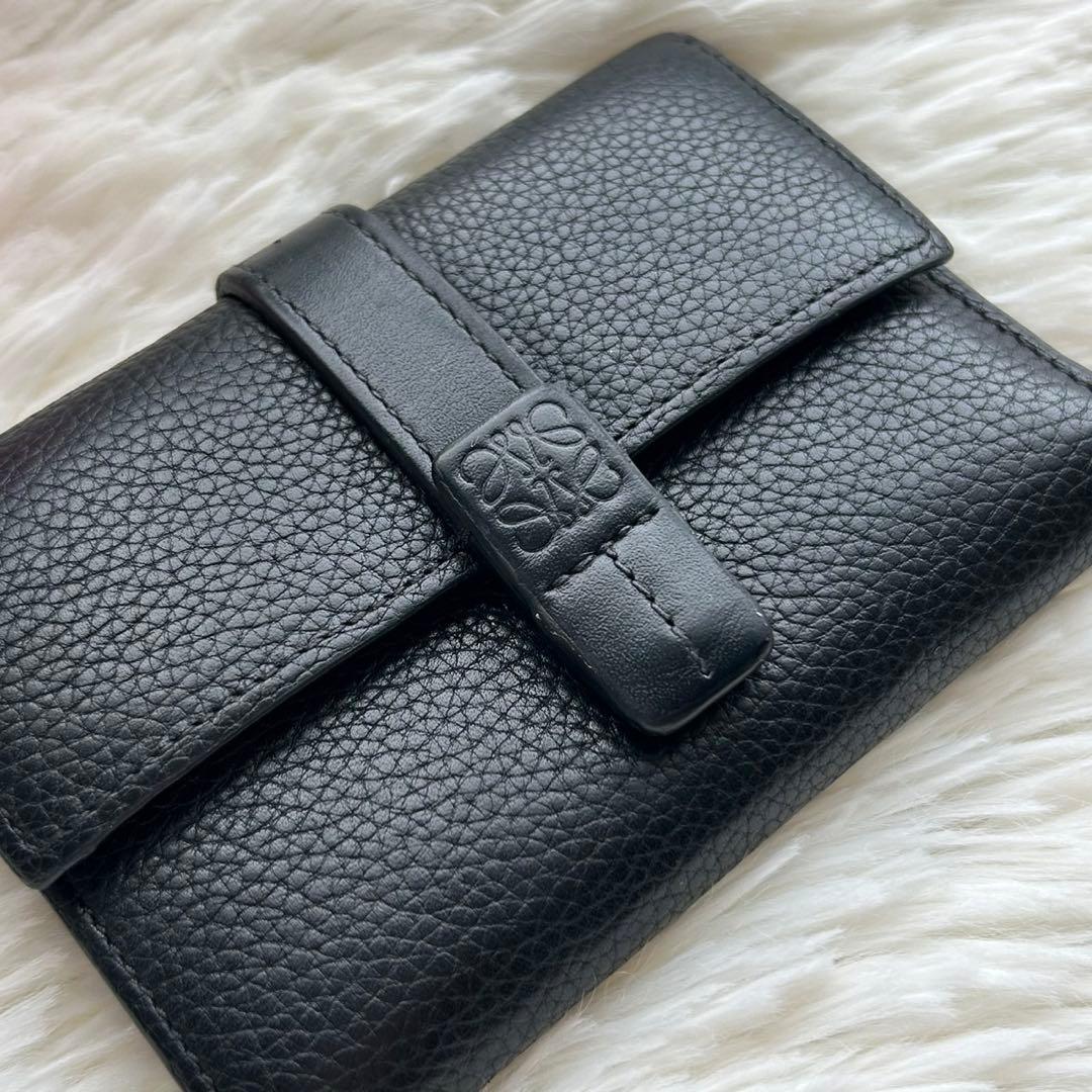 美品✨LOEWE ロエベ スモールバーティカルウォレット 三つ折り財布 黒