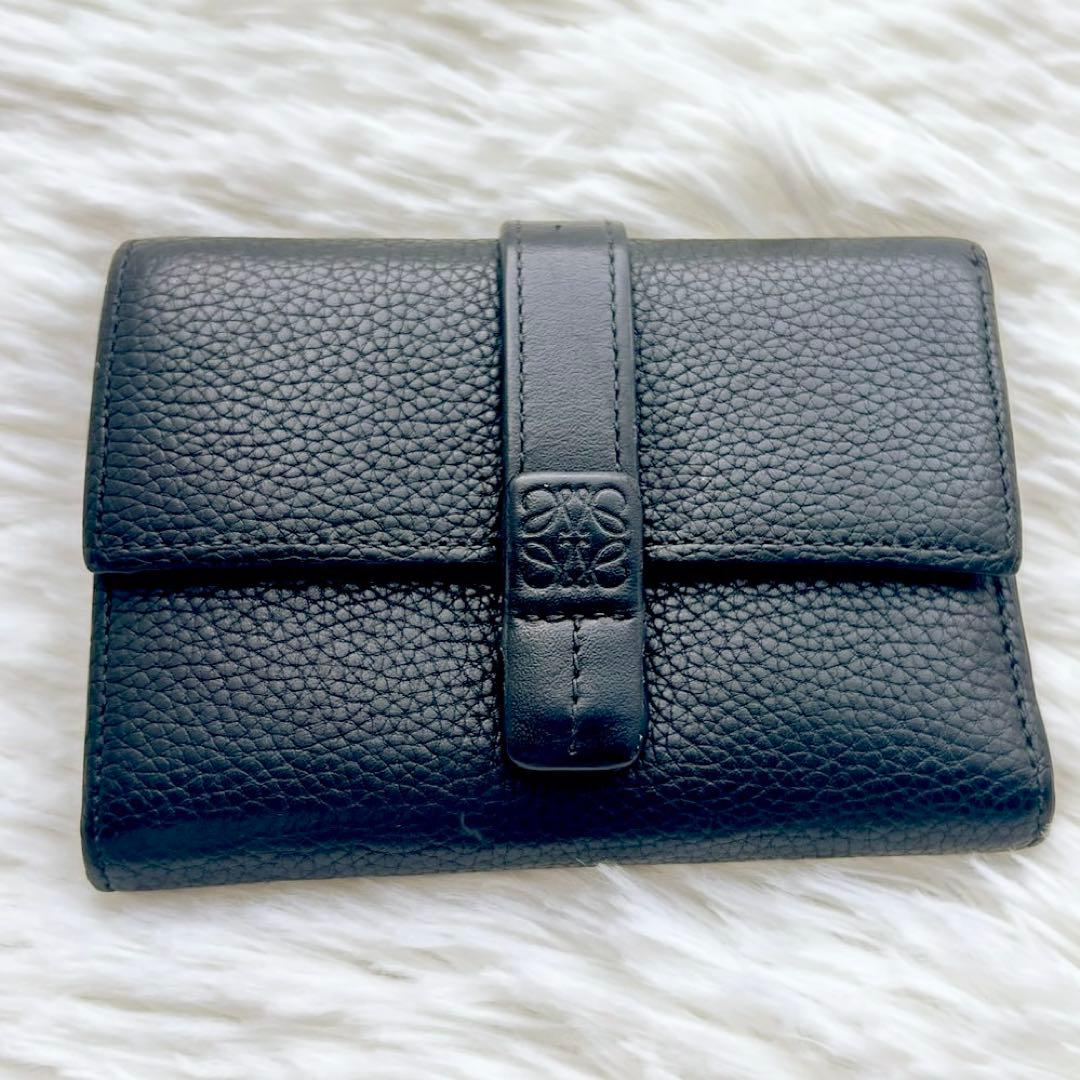 美品✨LOEWE ロエベ スモールバーティカルウォレット 三つ折り財布 黒