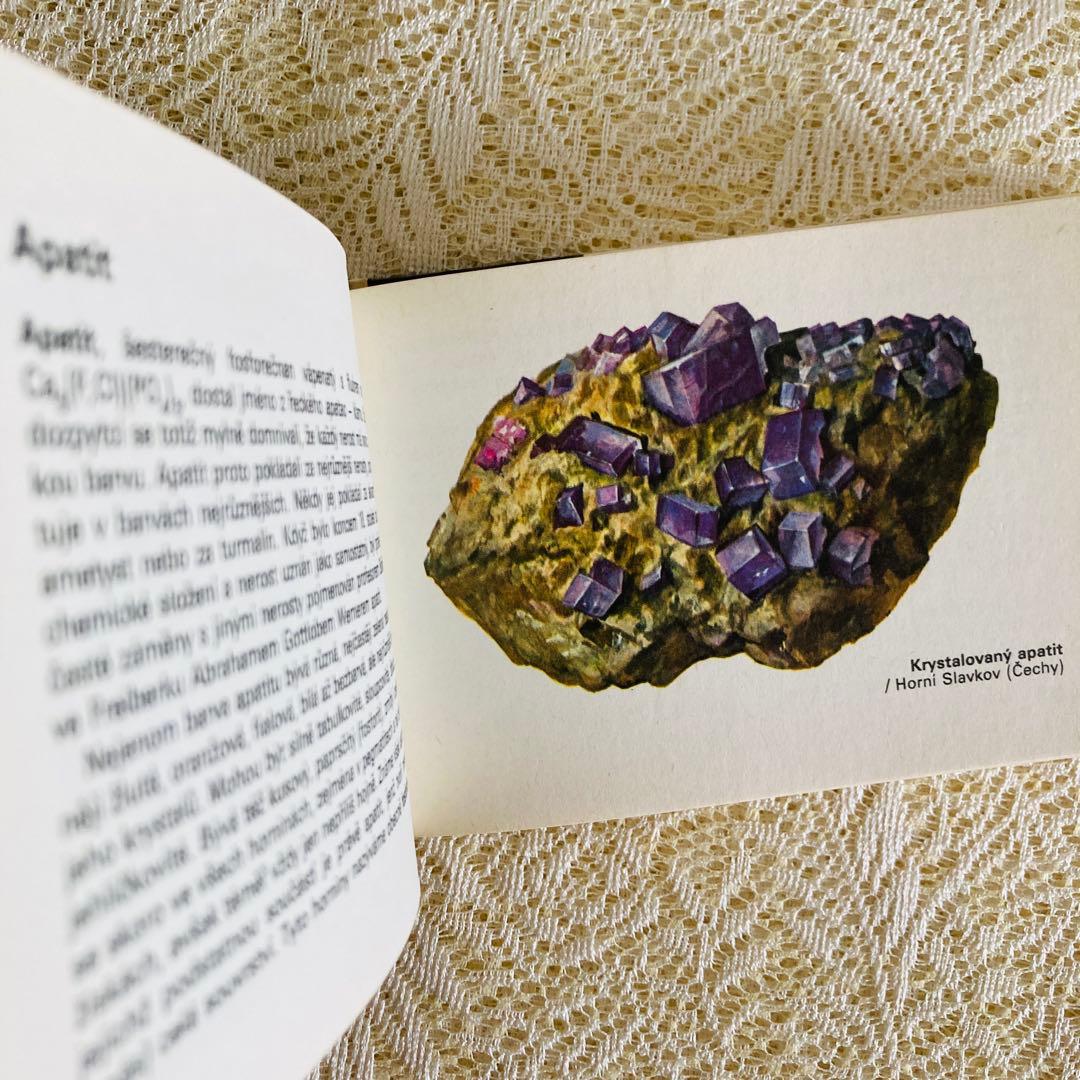 洋書　古書　チェコ語の鉱物図鑑　鮮やかなカラーイラスト♡