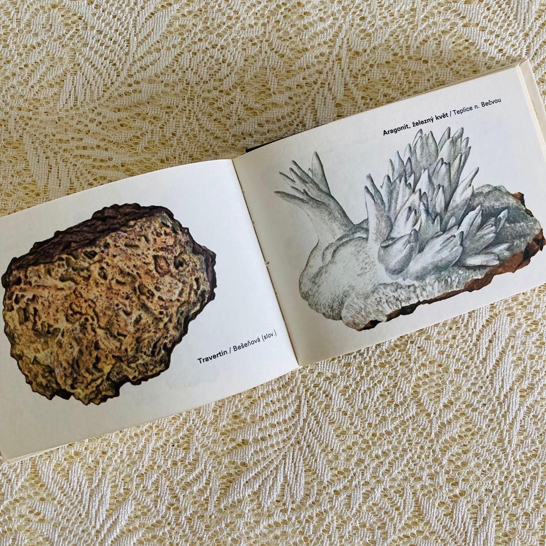 洋書　古書　チェコ語の鉱物図鑑　鮮やかなカラーイラスト♡