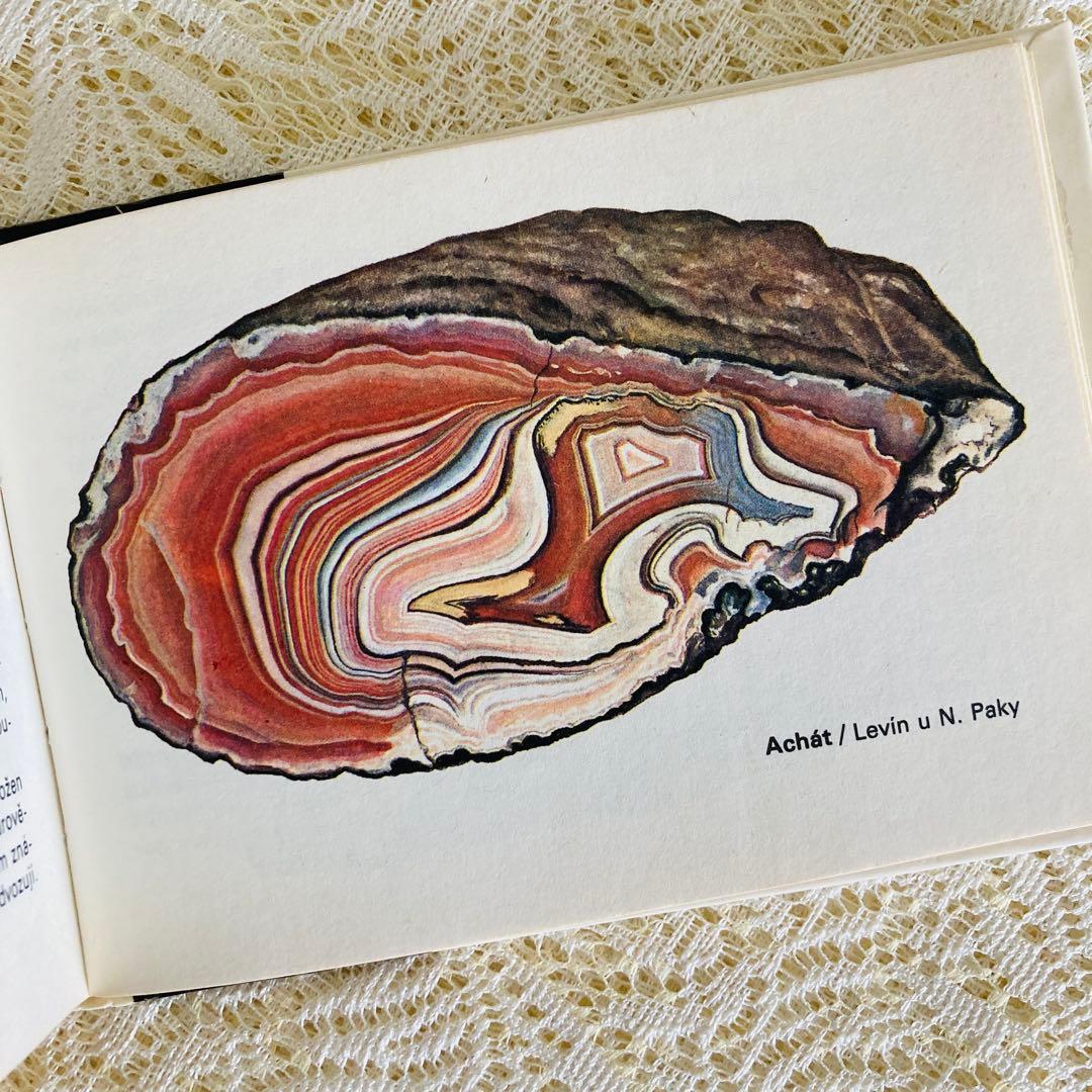 洋書　古書　チェコ語の鉱物図鑑　鮮やかなカラーイラスト♡
