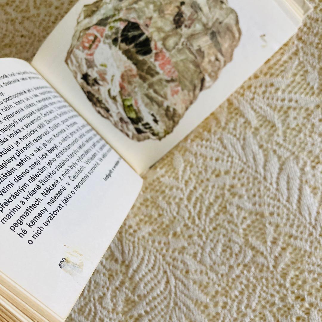洋書　古書　チェコ語の鉱物図鑑　鮮やかなカラーイラスト♡