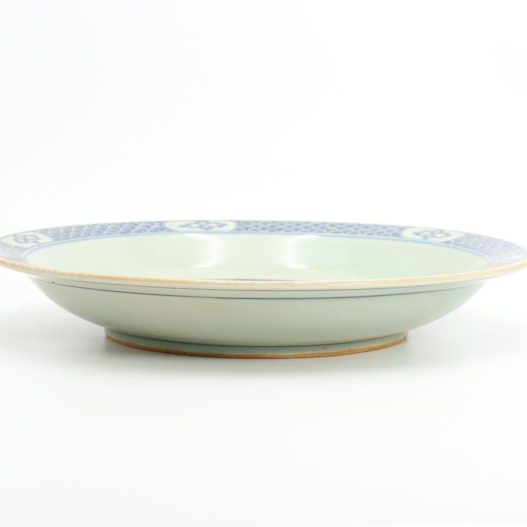 中国 染付花鳥絵大皿 飾皿 直径約32cm　ON373