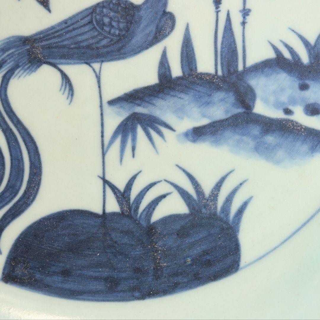 中国 染付花鳥絵大皿 飾皿 直径約32cm　ON373