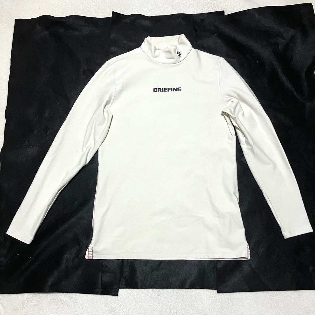 BRIEFING GOLF 長袖モックネックシャツ M ホワイト ストレッチ