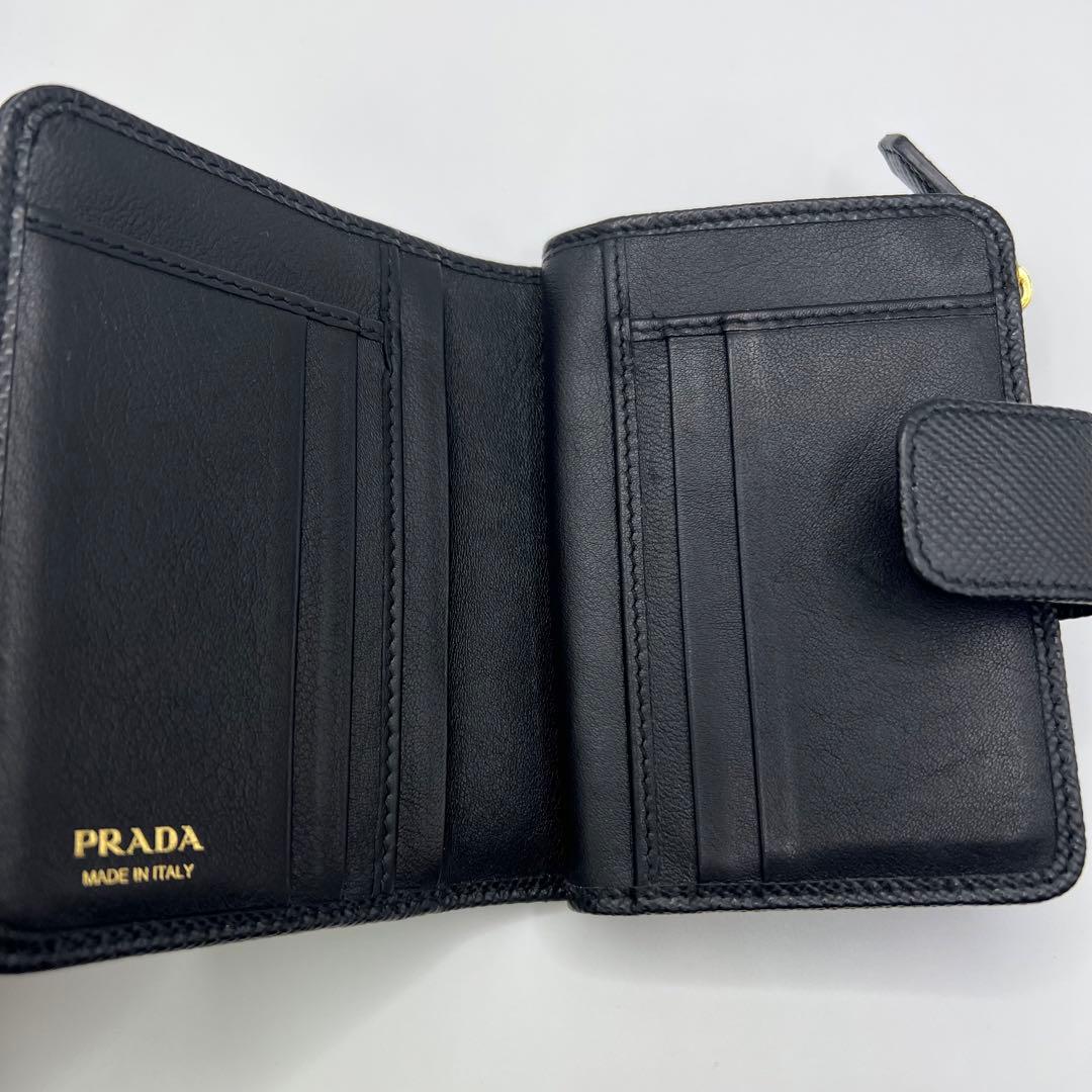 本日限定美品 現行 PRADA サフィアーノレザーブラック1ML018