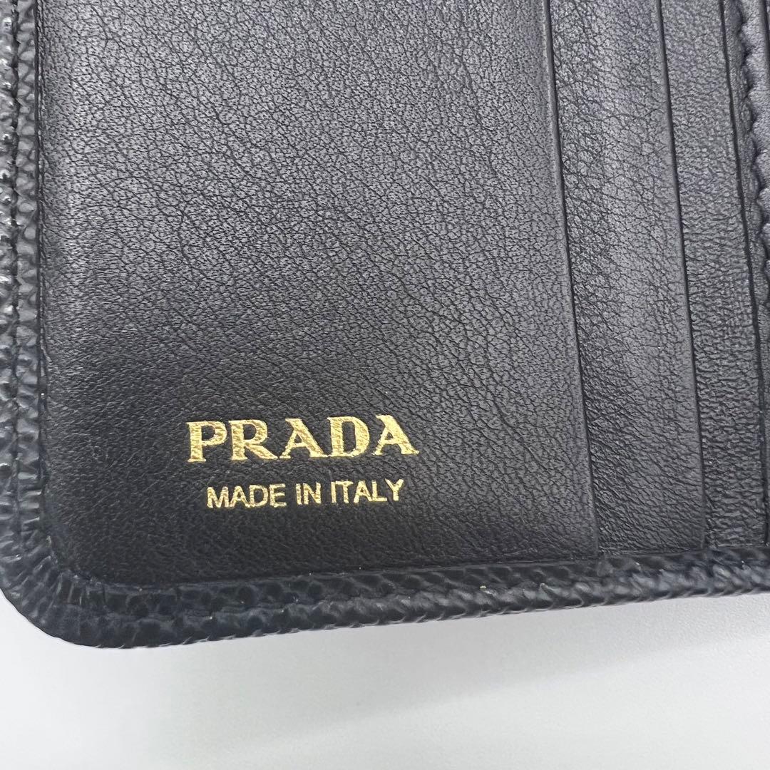 本日限定美品 現行 PRADA サフィアーノレザーブラック1ML018