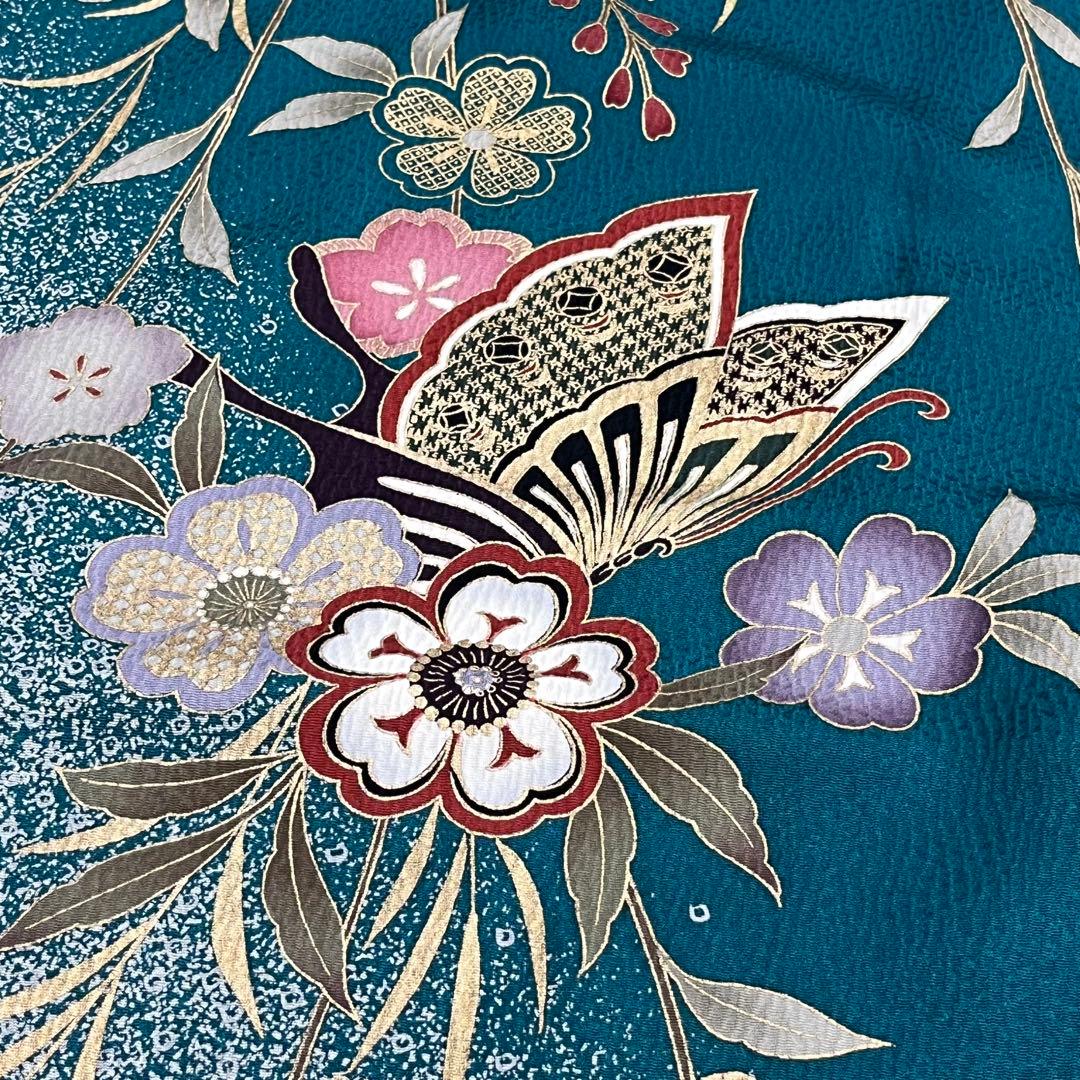 振袖　振り袖　成人式　フルセット　正絹　翠　緑　蝶　桜　花柄　やまと誂製