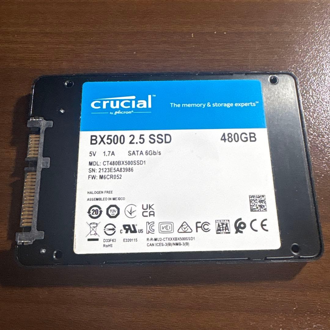 Crucial クルーシャル SSD BX500 2.5 480GB 動作確認済