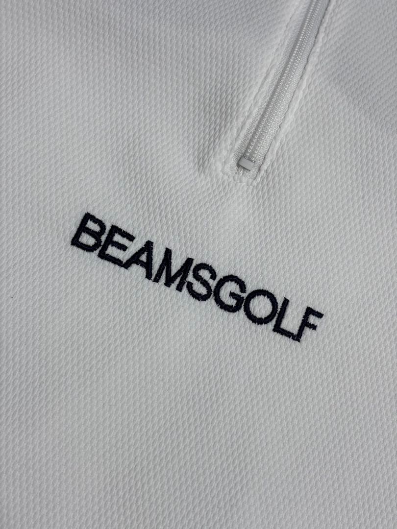 BEAMS GOLF ハーフジップ モックネックシャツ 半袖 S ホワイト