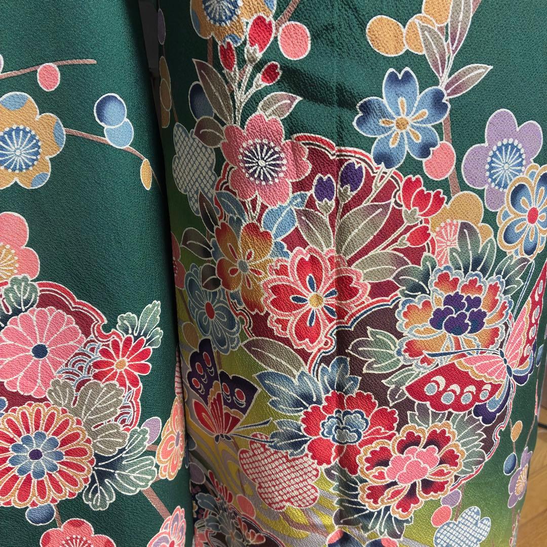 ⁂⁂ケロロ様⁂⁂【振袖フルセット】 京紅型風 緑 7点セット