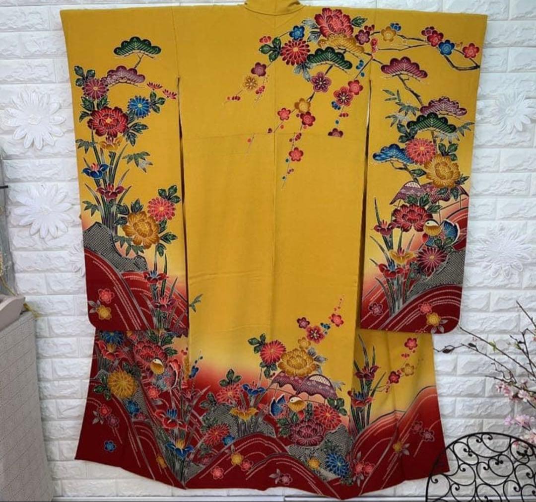 紅型振袖　黄色美品