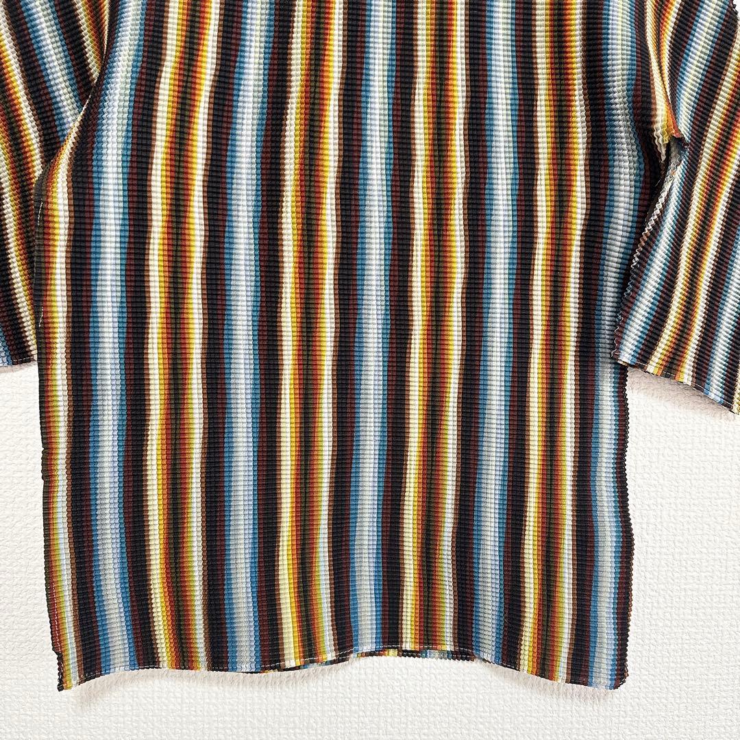 【美品】me ISSEY MIYAKE ストライプ プリーツ カットソー