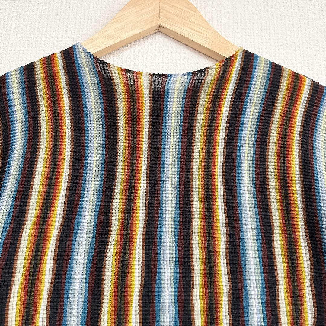 【美品】me ISSEY MIYAKE ストライプ プリーツ カットソー