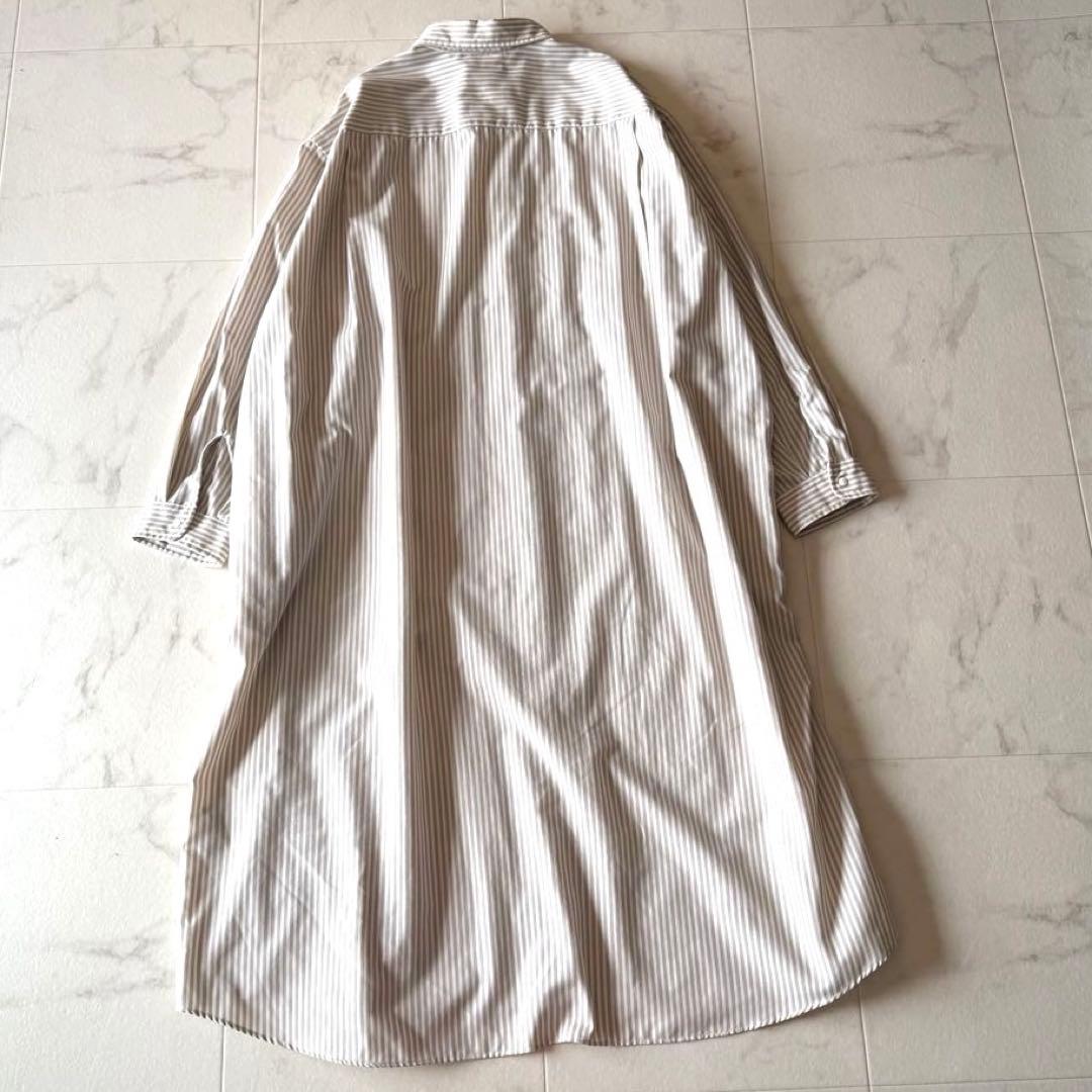 美品*ダントン ストライプ柄シャツワンピース ベージュ系