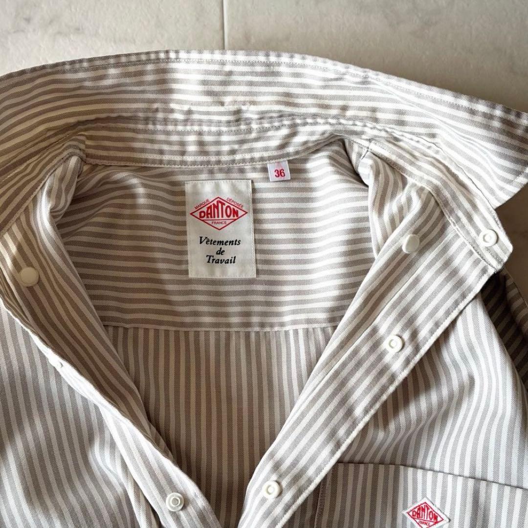 美品*ダントン ストライプ柄シャツワンピース ベージュ系