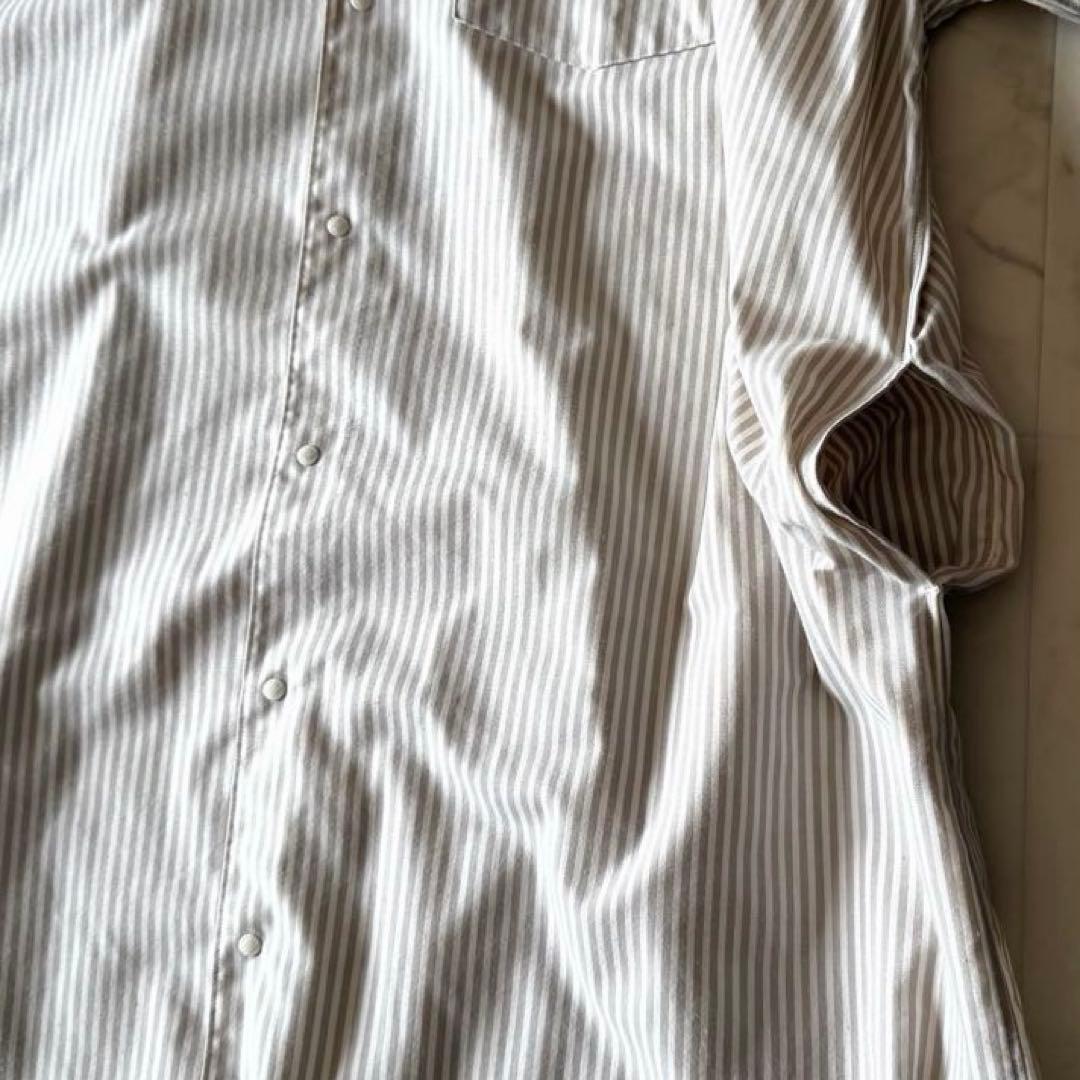 美品*ダントン ストライプ柄シャツワンピース ベージュ系