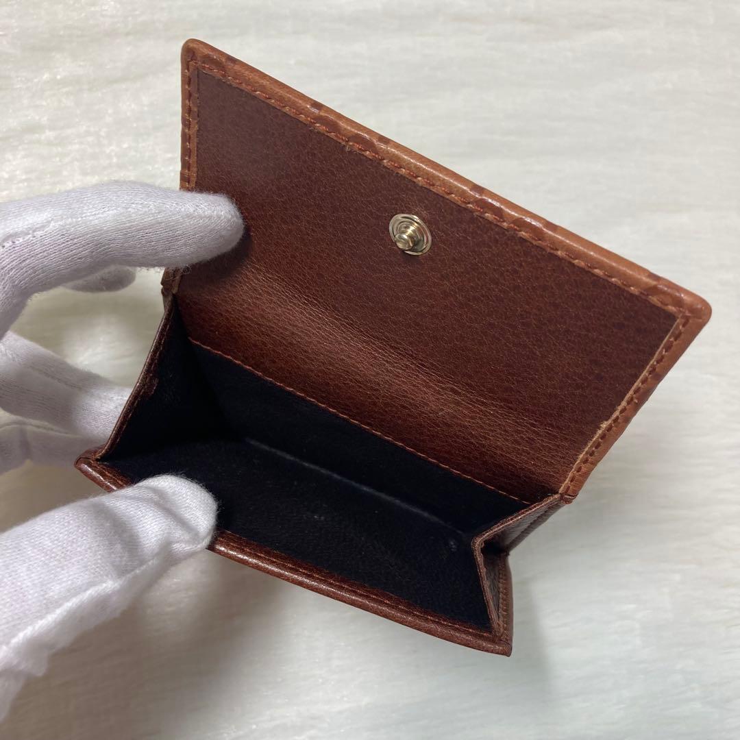 美品　人気　GUCCI グッチ　二つ折り　財布　シマレザー　シマ　茶色　ゴールド
