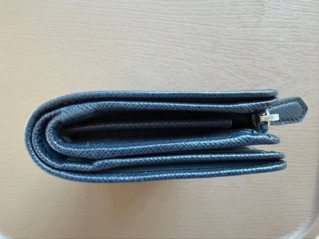 PRADA 二つ折り財布 ネイビー サフィアーノ　レザー　バイカラー