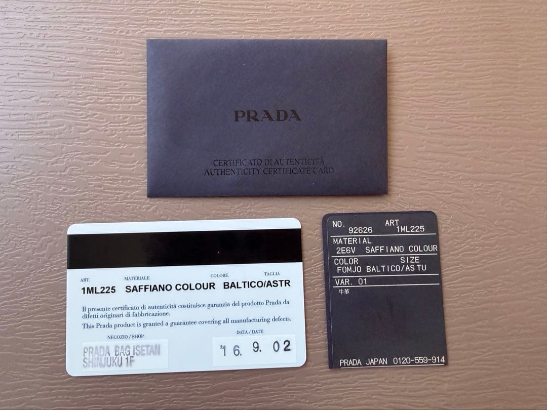 PRADA 二つ折り財布 ネイビー サフィアーノ　レザー　バイカラー