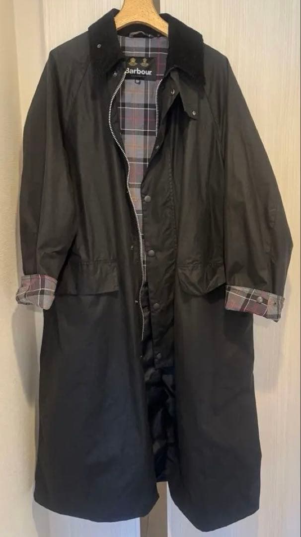 （美品）Barbour OVERSIZE WAX BURGHLEY 38 黒