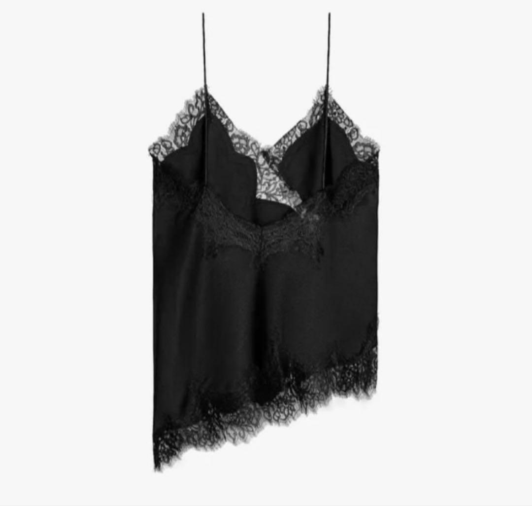 タグ付き新品♡ZARAのレーストリムキャミソールトップス★XSサイズ★ブラック色