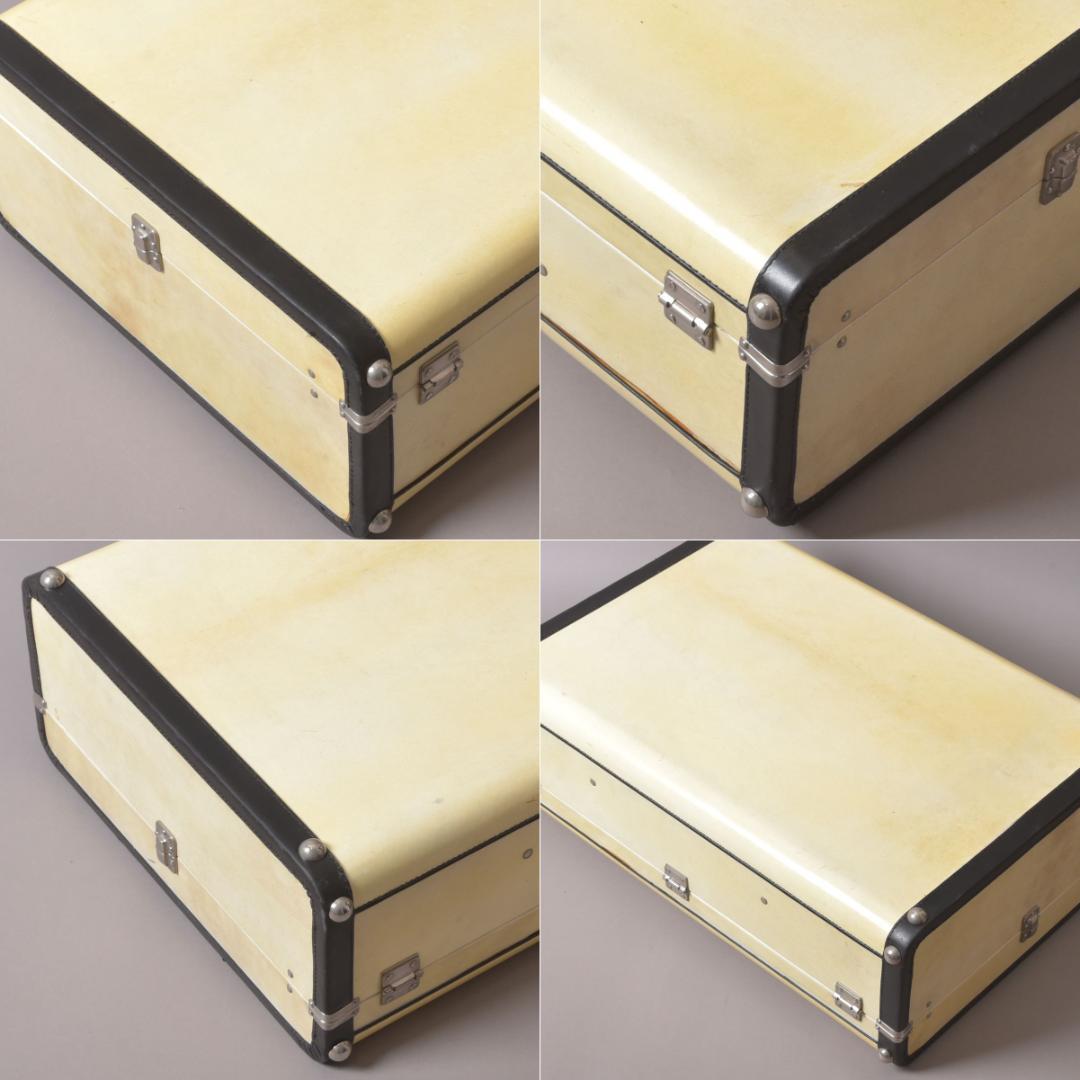 PRADA◇プラダ トランクケース65 ヴィンテージ レザー クリーム ブラック
