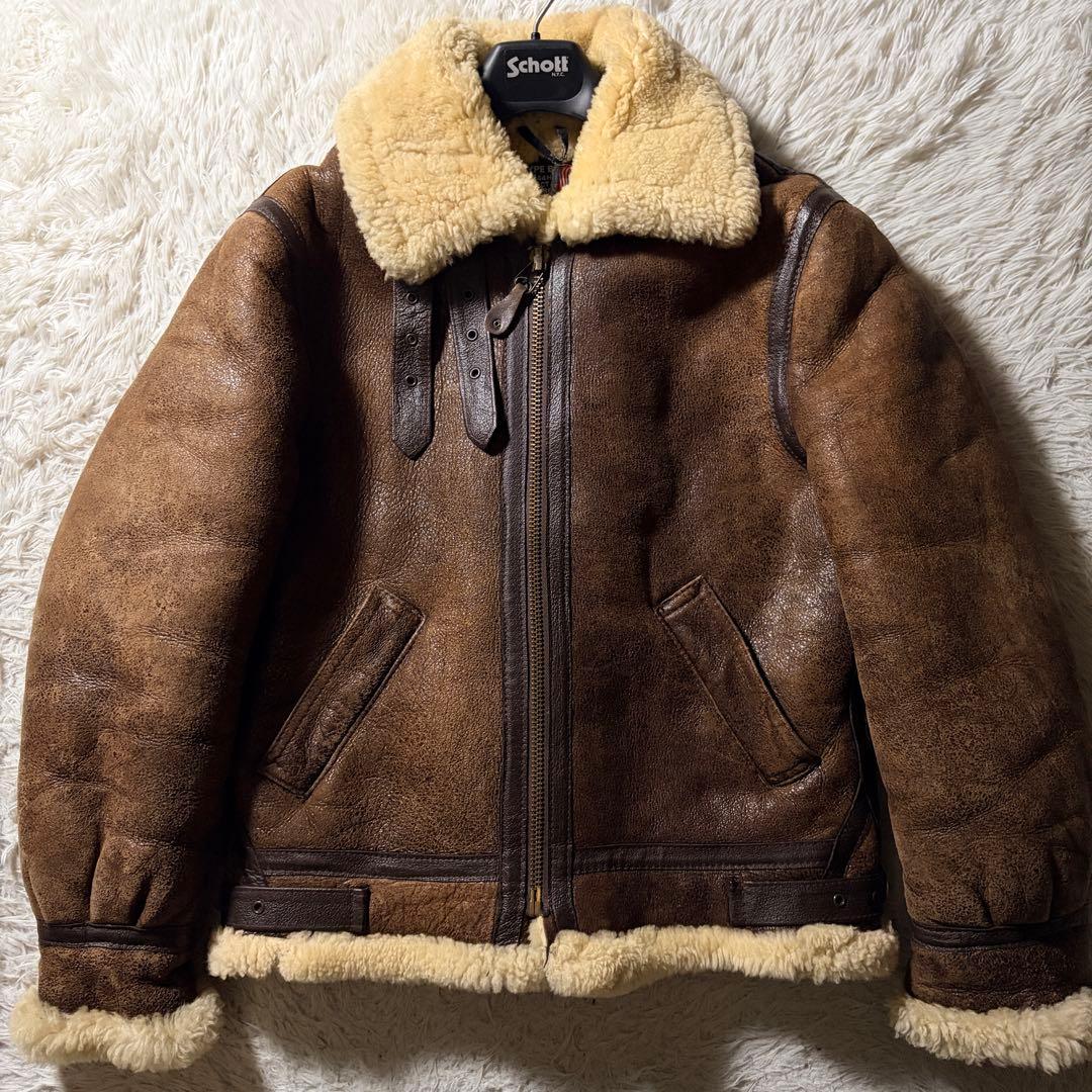 【米国製】schott フライトジャケット　B-3 羊革　ムートン　ボア　38