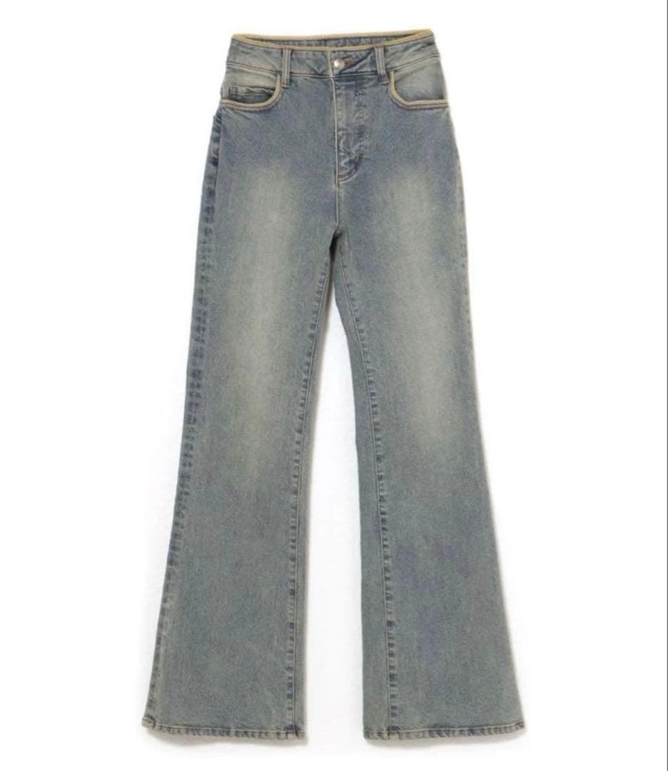 パンツ Heart stitch denim Blue beige