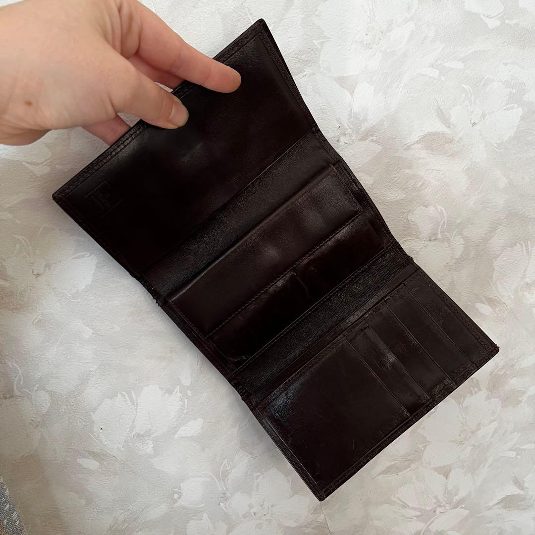FENDI フェンディ ズッカ柄×レザー 三つ折り財布 ミニ財布