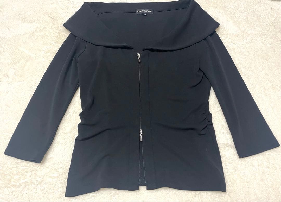 FOXEY NEWYORK 女優襟 オフショルダー ジップアップ トップス 40