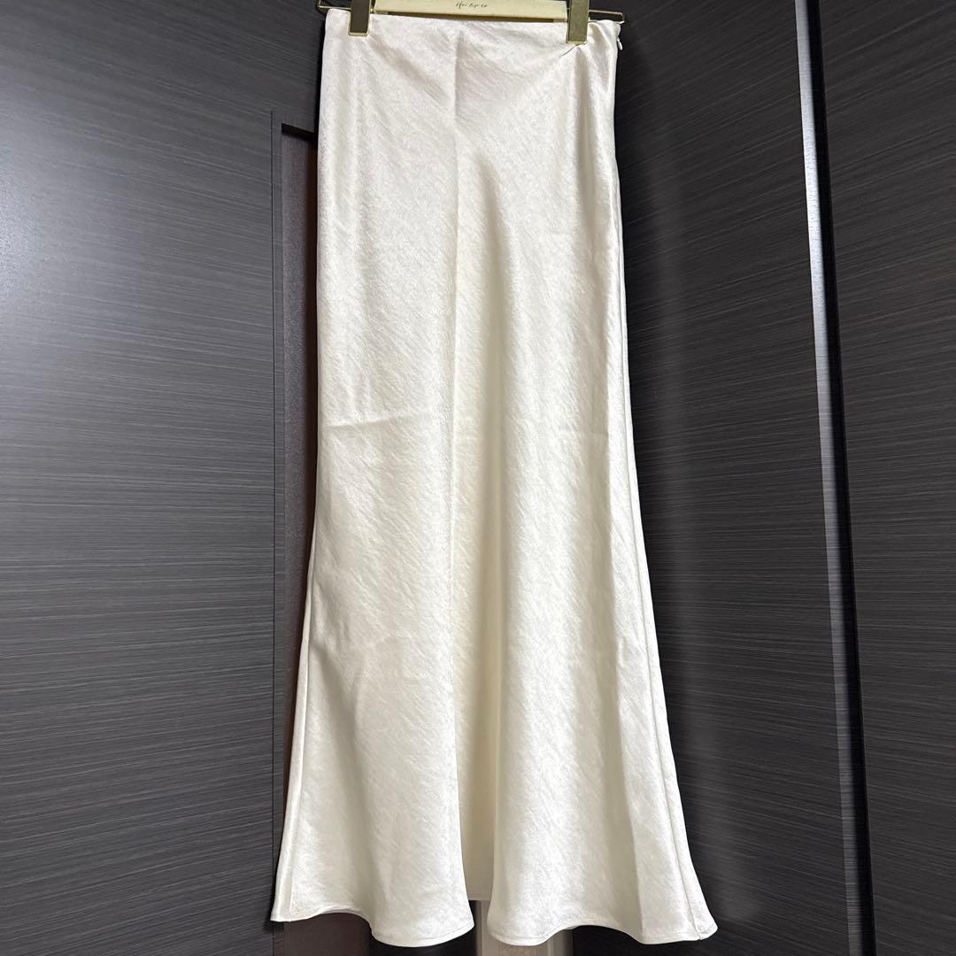 anuans サテンナロースカート ecru Sサイズ