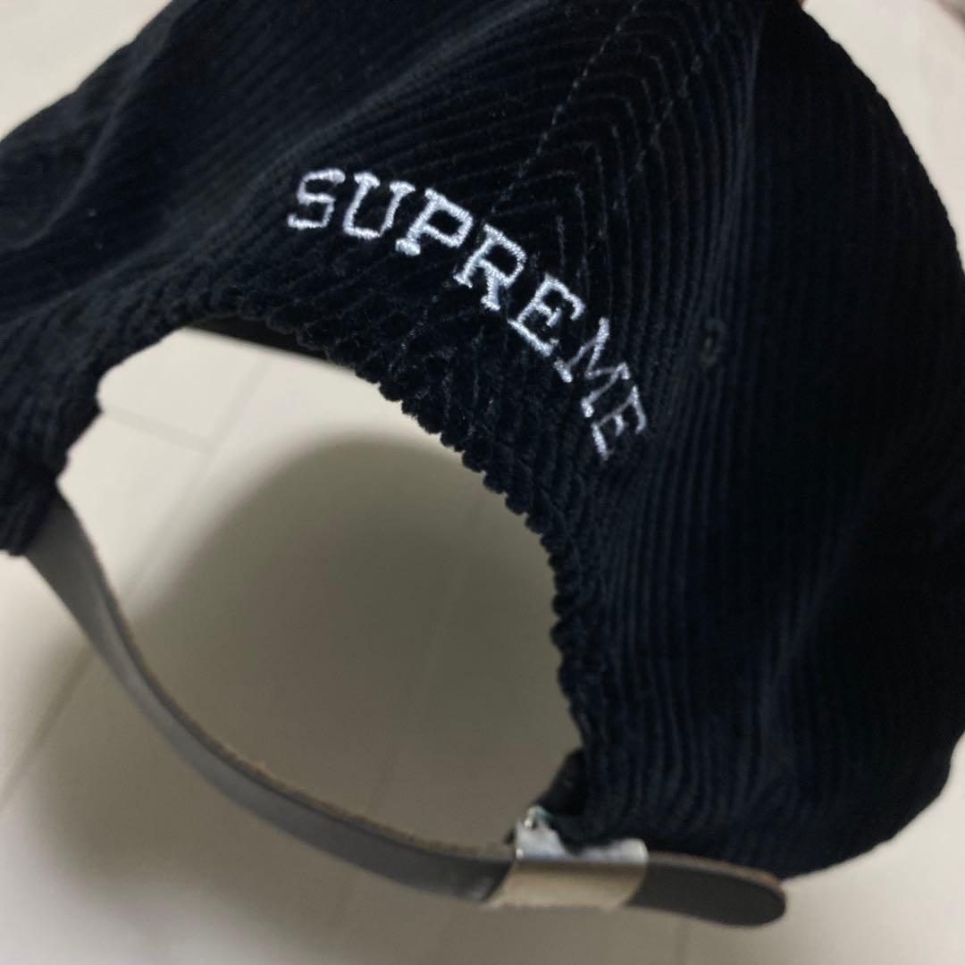 SUPREME コーデュロイキャップ 黒　Ｓロゴ