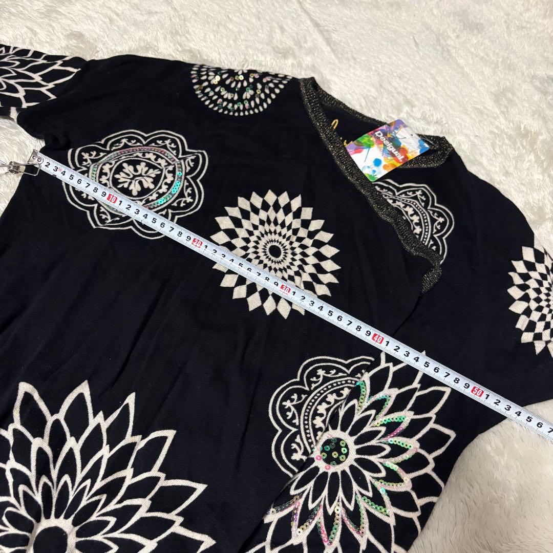 タグ付✨未使用 Desigual 花柄カーディガン ブラック スパンコール ラメ