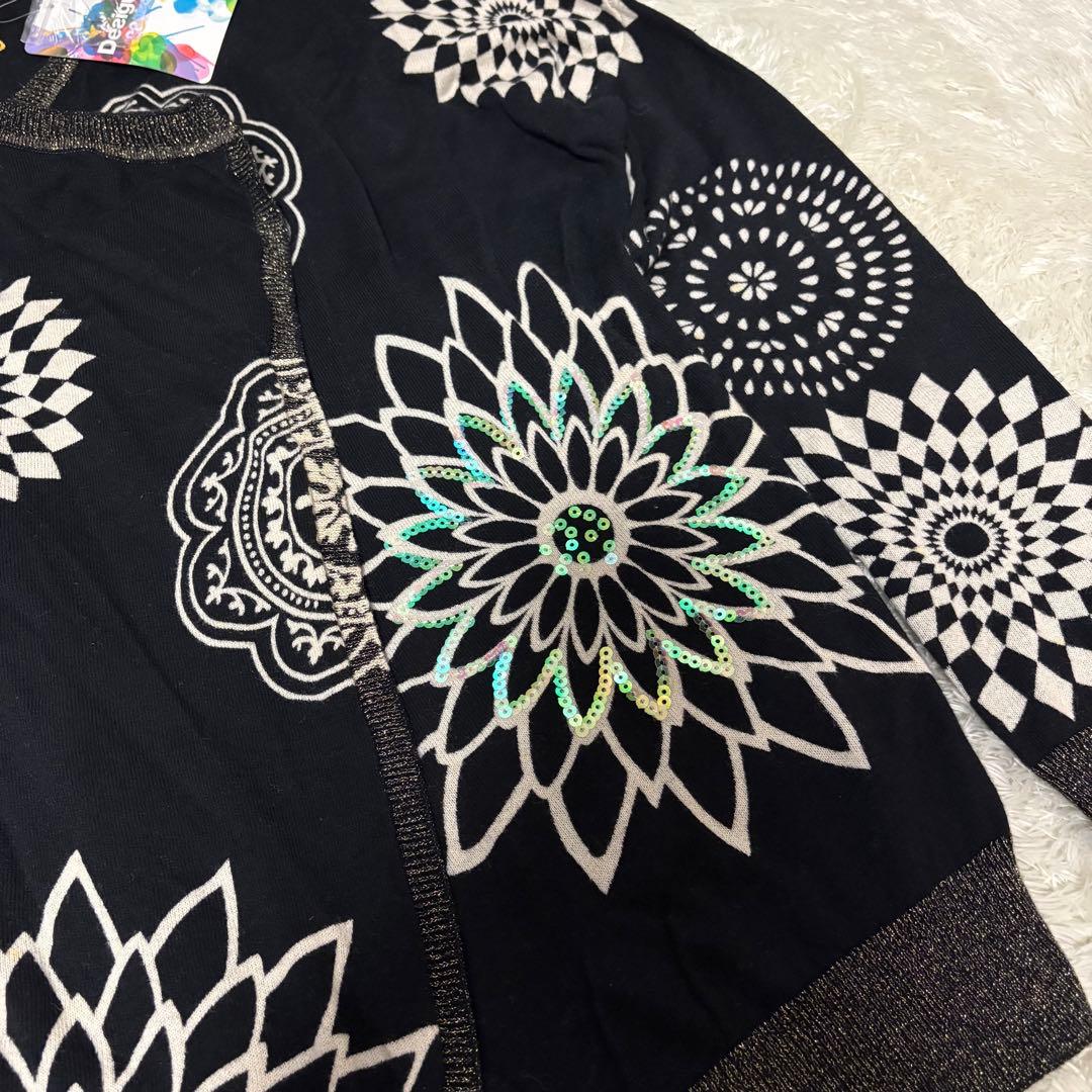タグ付✨未使用 Desigual 花柄カーディガン ブラック スパンコール ラメ