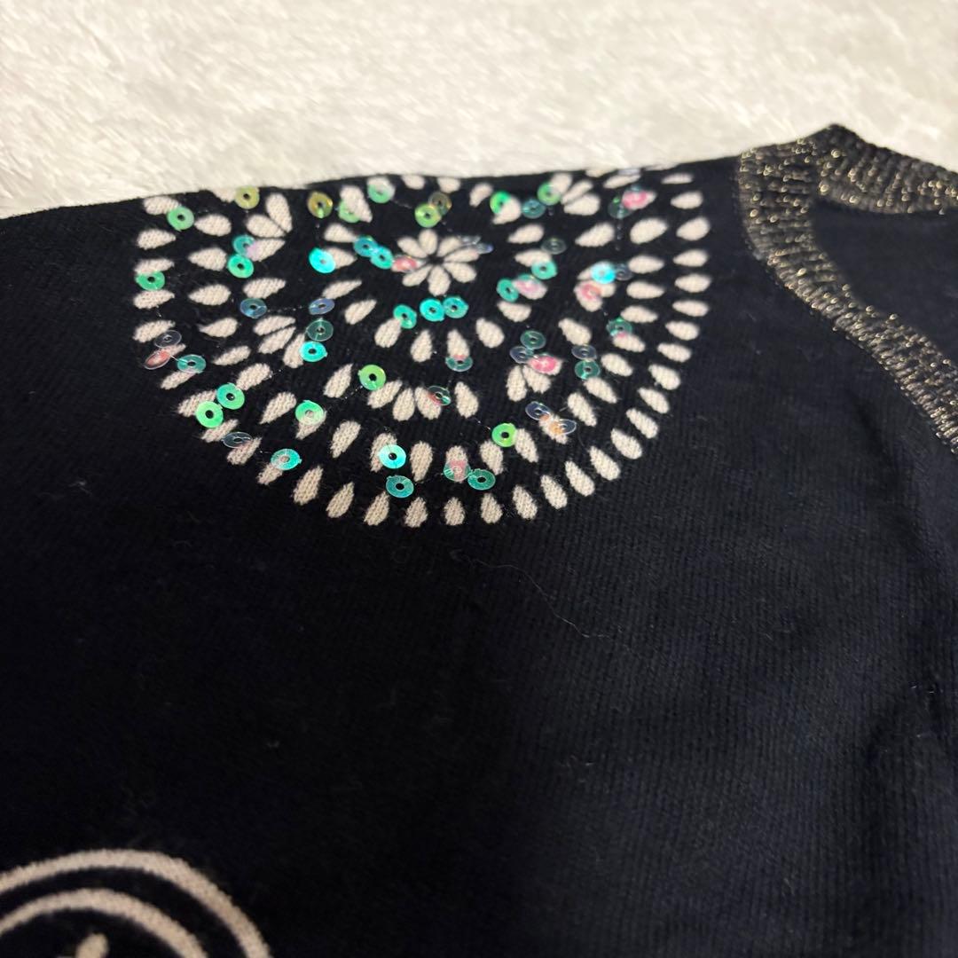 タグ付✨未使用 Desigual 花柄カーディガン ブラック スパンコール ラメ